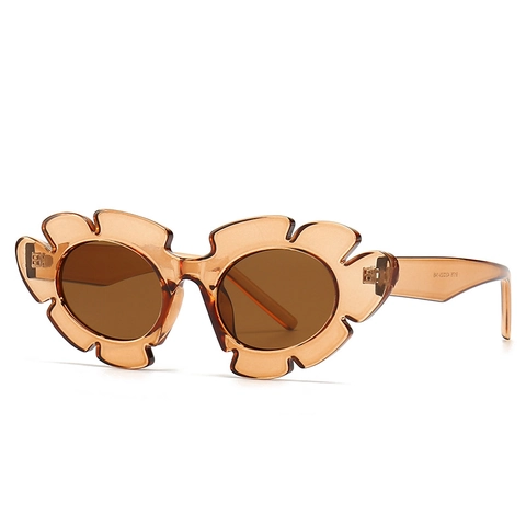 Retro Oversized Flower Shaped Sunglasses UV400 Protection PC Frame Resin Lens Petal Edge Fashion Eyewear For Women Girls