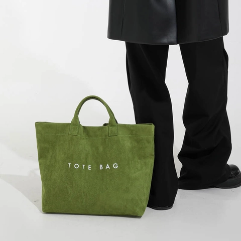 Women Suede Tote Bag Large Capacity Letter Print Minimalist Casual Shoulder Bag Fashion Handbag For Daily Commute Work Gift