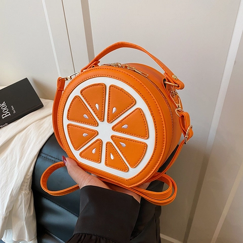 Borsa A Tracolla Rotonda A Fetta Di Frutta Pelle PU Forma Limone Arancia Borsa A Mano Per Donne Accessorio Di Moda