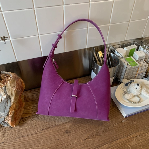 Borsa Hobo Vintage Da Donna Pelle PU Cuciture A Contrasto Borsa A Spalla Mezzaluna Retro Chic Chiusura A Zip