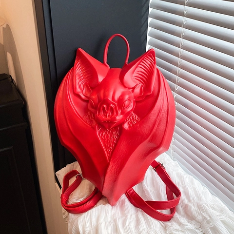 3D Bat Shape Backpack PU Leather Gothic Punk Style Novelty Crossbody Shoulder Bag For Women Halloween Party
