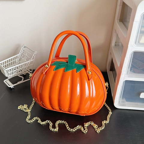 Borsa A Mano A Forma Di Zucca Vernice PU Catena Tracolla Halloween Festa Borsa Per Donne Novità