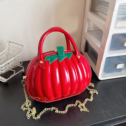 Borsa A Mano A Forma Di Zucca Vernice PU Catena Tracolla Halloween Festa Borsa Per Donne Novità