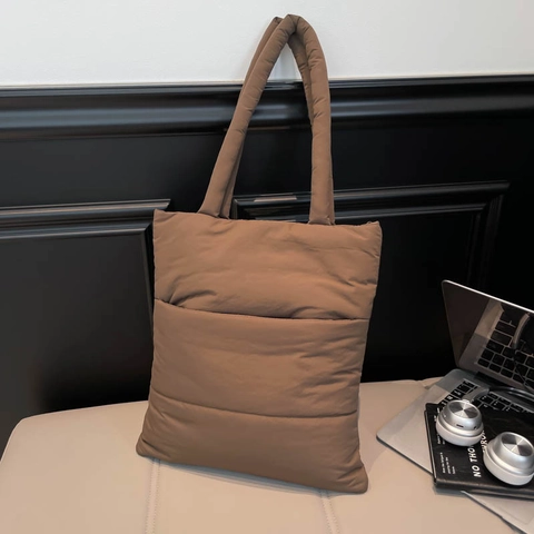 Bolso Tote Acolchado Para Mujer Gran Capacidad Ligero Bolso De Hombro Acolchado Casual Viaje Conmutar Color Sólido