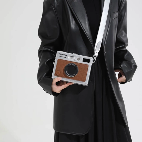 Borsa A Tracolla A Forma Di Fotocamera Retrò Donna Pelle PU Novità Piccola Borsa Quadrata Tracolla Regolabile