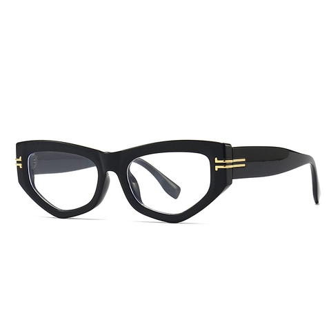 Monture de Lunettes Vintage Œil de Chat Avec Décoration en Métal en T Rétro Monture en PC Verres Transparents Lunettes pour Femmes Hommes