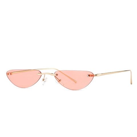 Modern Retro Rimless Cat Eye Sunglasses For Women Men Narrow Small Metal Frame UV400 Fashion Y2K Hip Hop Sunglasses Vintage Eyewear