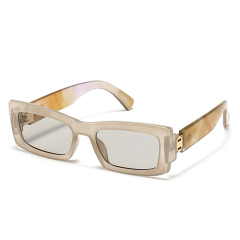 Gafas De Sol Rectangulares Retro Montura De PC Estrecha Protección UV400 Patillas Patrón Mármol Para Mujeres Hombres