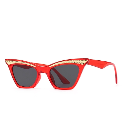 Occhiali Da Sole Cat Eye Donna Vintage Retro Decorazione Sopracciglia Montatura PC Metallo UV400 Moda Esterna