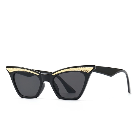 Occhiali Da Sole Cat Eye Donna Vintage Retro Decorazione Sopracciglia Montatura PC Metallo UV400 Moda Esterna