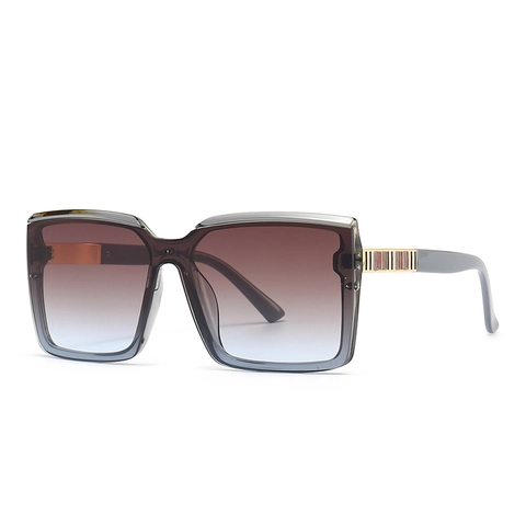 Square Oversized Sunglasses For Women Men Fashion UV400 Protection Gradient PC Frame Metal Decoration Vintage Style