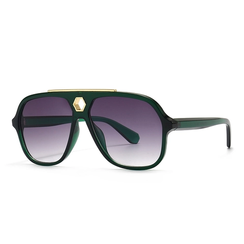 Occhiali Da Sole Aviatore Oversize Protezione UV400 Montatura PC Decorazione Metallo Flat Top Retro Moda Uomo Donna