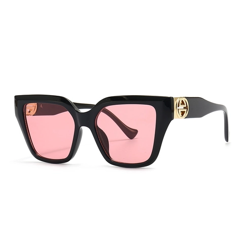 Occhiali Da Sole Quadrati Occhio Di Gatto Retro Donna Protezione UV400 Montatura PC Decoro Metallo Dorato Moda Moderna