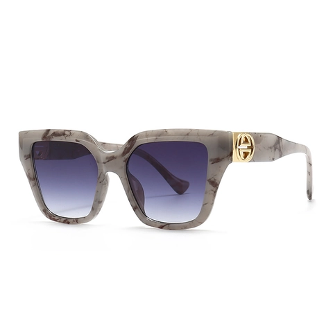 Occhiali Da Sole Quadrati Occhio Di Gatto Retro Donna Protezione UV400 Montatura PC Decoro Metallo Dorato Moda Moderna