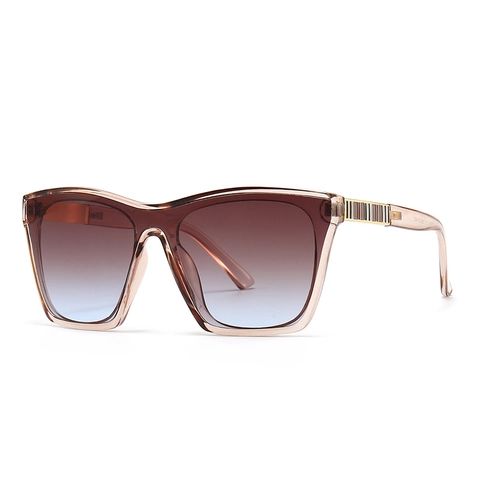 Square Large Frame Sunglasses Retro Modern UV400 Protection Striped Temples Plastic Metal Eyewear For Women Men