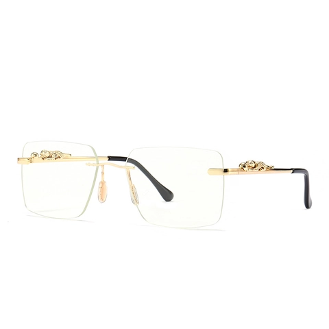 Lunettes De Soleil Sans Monture Décor Panthère Métal Verres PC UV400 Rétro Moderne Mode