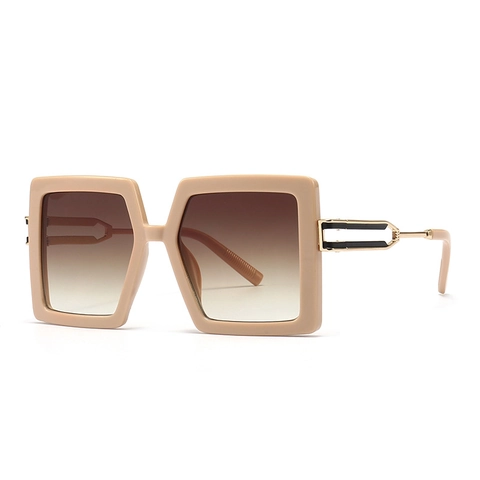 Large Square Frame Sunglasses Vintage Fashion PC Metal UV400 Protection Outdoor Eyewear For Women