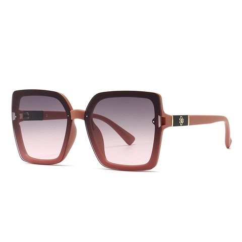 Women Oversized Square Sunglasses UV400 Protection PC Frame Vintage Gradient Lens Fashion Eyewear With Flower Decoration