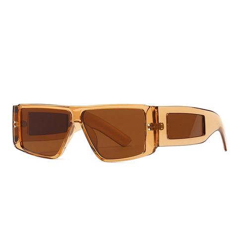 Retro Rectangular Sunglasses For Women Men Fashion Wide Temple Plastic Frame UV400 Protective Eyewear Trendy Y2K Punk Sun Glasses