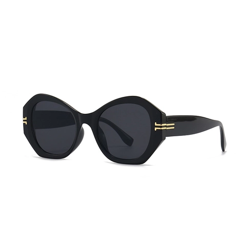 Damen Retro Oversized Katzenaugen Sonnenbrille Geometrische PC Rahmen UV400 Schutz Verlaufsgläser Mode Brille Metall Dekor
