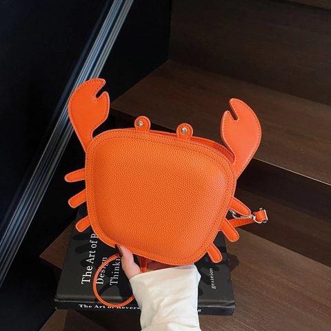 Kreative Crab Shaped Crossbody Tasche Für Damen Nischendesign PU Leder Neuheit Tier Kleine Quadratische Handtasche Streetwear Umhängetasche