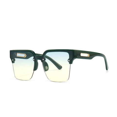 Fashion Square Sunglasses Oversized Plastic UV400 Gradient Lenses Hollow Metal Temples Retro Casual Eyewear Men Women