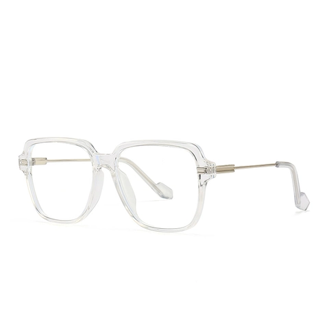 Lunettes Transparentes À Grand Cadre Carré Avec Monture PC Et Branches En Métal UV400 Anti Lumière Bleue Pour Hommes Femmes