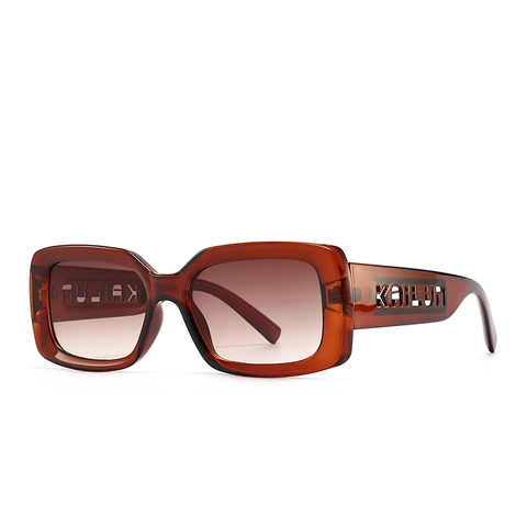 Gafas De Sol Cuadradas Retro Material PC Protección UV400 Moda Rectangular Con Patilla De Letra Hueca