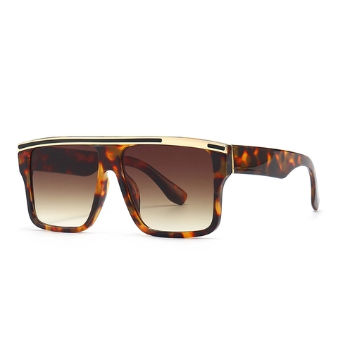 Lunettes De Soleil Carrées Oversize Mode Femmes Hommes Plat Top Monture PC Verres Dégradés Protection UV400 Lunettes De Défilé