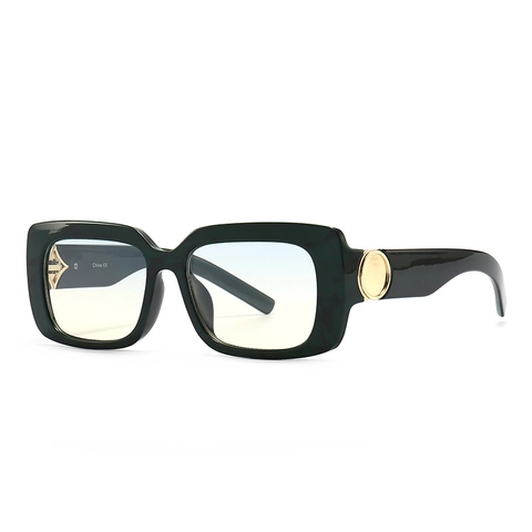 Lunettes De Soleil Rectangulaires Rétro UV400 Polarisées Monture PC Décor Métallique Mode Motif Marbre