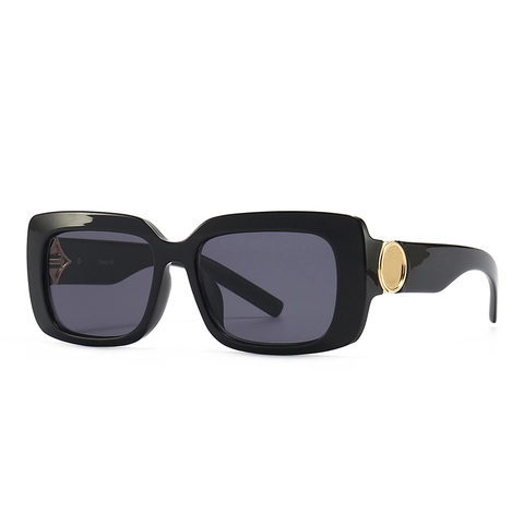 Lunettes De Soleil Rectangulaires Rétro UV400 Polarisées Monture PC Décor Métallique Mode Motif Marbre