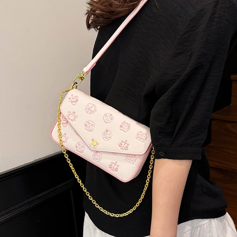 Γυναικεία Μόδα Τσάντα Ώμου από Δέρμα PU Σχέδιο Ζώδια Vintage Ανάγλυφη Μικρή Τσάντα με Αλυσίδα
