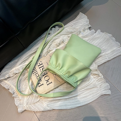 Borsa Cellulare Tracolla Con Volant Pieghettata Pelle PU Motivo Lychee Tracolla Regolabile Chiusura Magnetica Borsa Quadrata