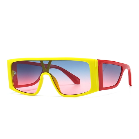 Plastic Frame PC Lens Oversized Flat Top Shield Sunglasses For Women Retro UV400 Protection Large Square Fashion Eyewear