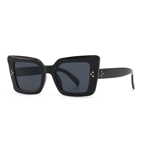 Retro Katzenaugen Sonnenbrille Für Damen UV400 Schutz PC Rahmen Drei-Punkt Nieten Mode Oversize Quadratische Sonnenbrille Streetstyle