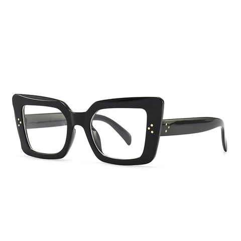Retro Katzenaugen Sonnenbrille Für Damen UV400 Schutz PC Rahmen Drei-Punkt Nieten Mode Oversize Quadratische Sonnenbrille Streetstyle