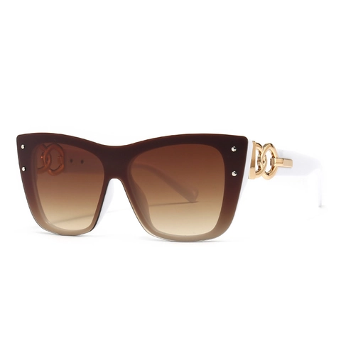 Mode Damen Sonnenbrille Großer Rahmen UV400 Schutz Vintage Cat Eye Quadratische Metallkette Bügel Luxus Streetwear