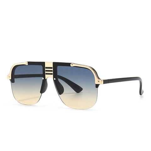 Lunettes De Soleil Surdimensionnées Flat Top Femmes Style Pilote Protection UV400 Verres Dégradés Mode Monture Plastique Métal