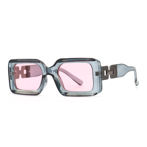 Vintage Rectangle Sunglasses Women UV400 Protection Trendy Jelly Color PC Frame Metal Decor INS Style Eyewear