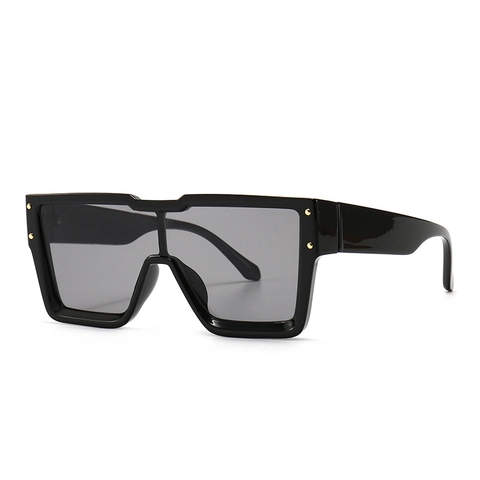 Mode Oversize Quadratische Sonnenbrille Für Damen Herren Flat Top Retro Kunststoffrahmen Nietendekor Verlaufsgläser UV400