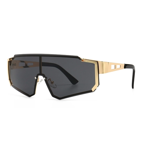 Shield Sports Sunglasses Metal Frame PC Lens UV400 Polarized Outdoor Cycling Futuristic Cyberpunk Oversized For Men Women