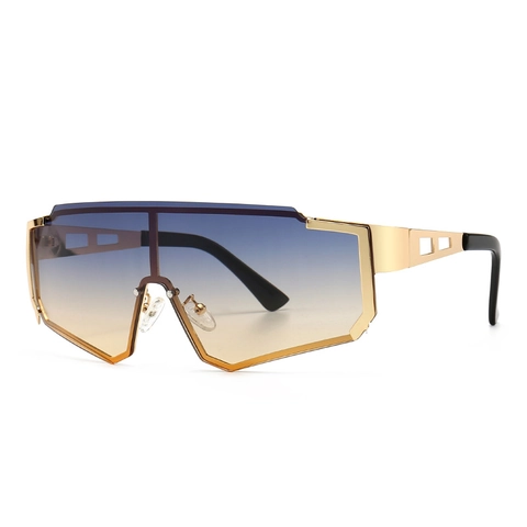 Shield Sports Sunglasses Metal Frame PC Lens UV400 Polarized Outdoor Cycling Futuristic Cyberpunk Oversized For Men Women