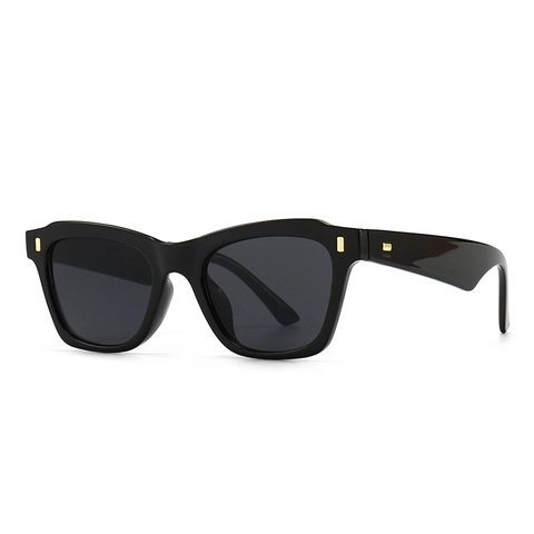 Retro Square Sunglasses Women Men UV400 Protection Plastic Frame Gold Metal Decor Vintage INS Style Streetwear Eyewear