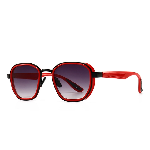 Occhiali Da Sole Quadrati Retro Donne Uomini Geometrici Poligonali Montatura PC Protezione UV Hip Hop Stile Di Strada Lenti Sfumate