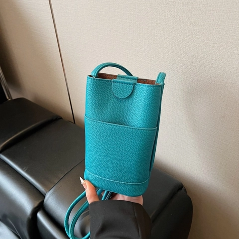 Borsa A Tracolla Per Cellulare Da Donna Pelle PU Texture Litchi Piccola Borsa Quadrata Verticale Con Pendente A Anatra