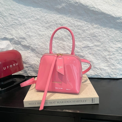 Borsa A Tracolla In Vernice Da Donna Alta Lucentezza Borsa A Mano A Conchiglia Minimalista Manico Superiore Pochette Versatile Design Alla Moda