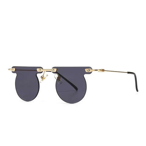 Rimless Irregular Oval Sunglasses Men Women UV400 Protection Metal Frame Fashion Eyewear For Outdoor Travel Streetwear