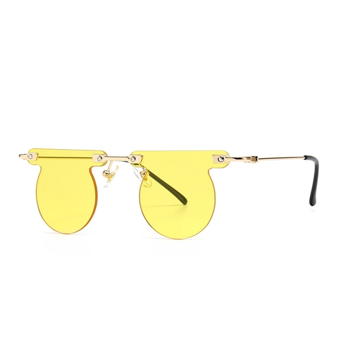 Rimless Irregular Oval Sunglasses Men Women UV400 Protection Metal Frame Fashion Eyewear For Outdoor Travel Streetwear