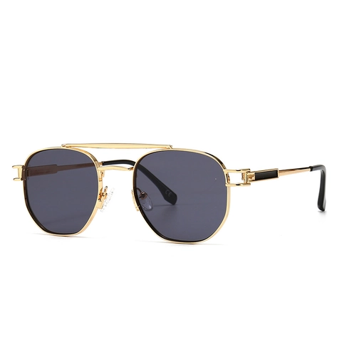 Lunettes De Soleil Aviateur Monture Métallique Double Pont Protection UV400 Verres Dégradés Mode Rétro Pour Hommes Et Femmes