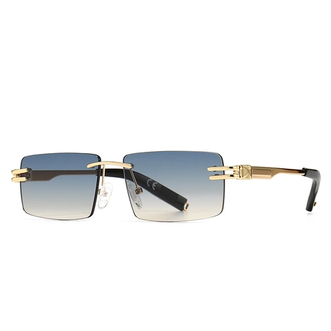 Rimless Sunglasses Metal Frame UV400 Gradient Square Rectangular Retro Fashion Eyewear For Men Women